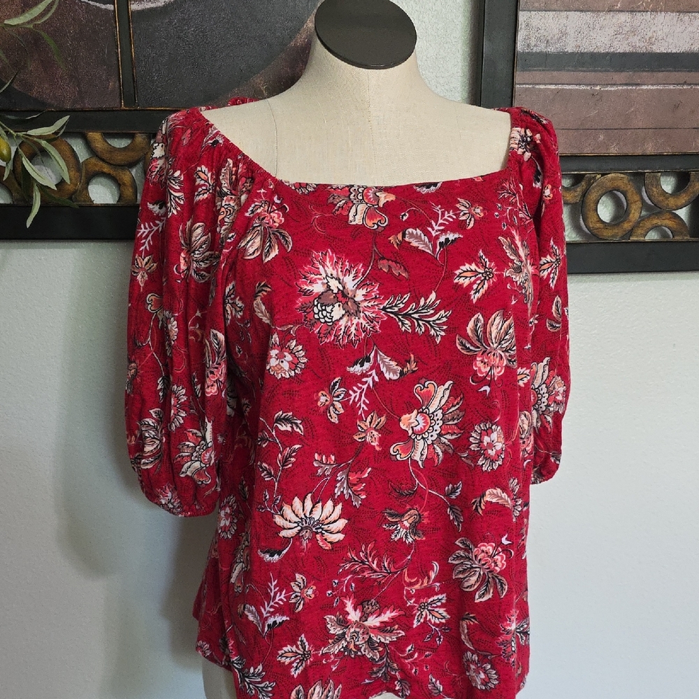 Maurices Red Ruffled Blouse
